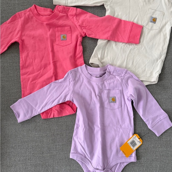 Carhartt Other - Carhartt Infant Bodysuit Trio in Pink, Cream, and Purple